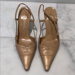 Chanel - Vintage Slingback Shoes (Beige/Cream)
